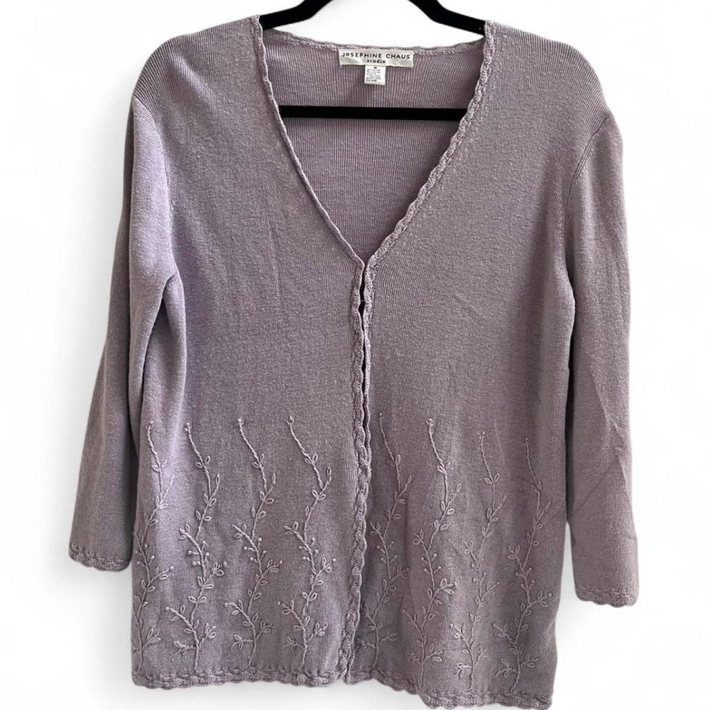 Vintage Lavender Embroidered Cardigan